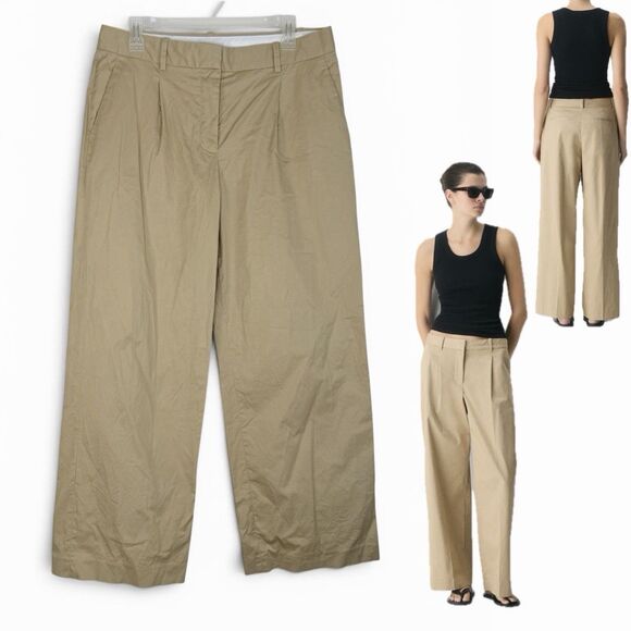 Aritzia Pants - Aritzia Amherst Pant Chino Tan Sz 10 Low Rise Wide Leg Minimalist Old Money Luxe